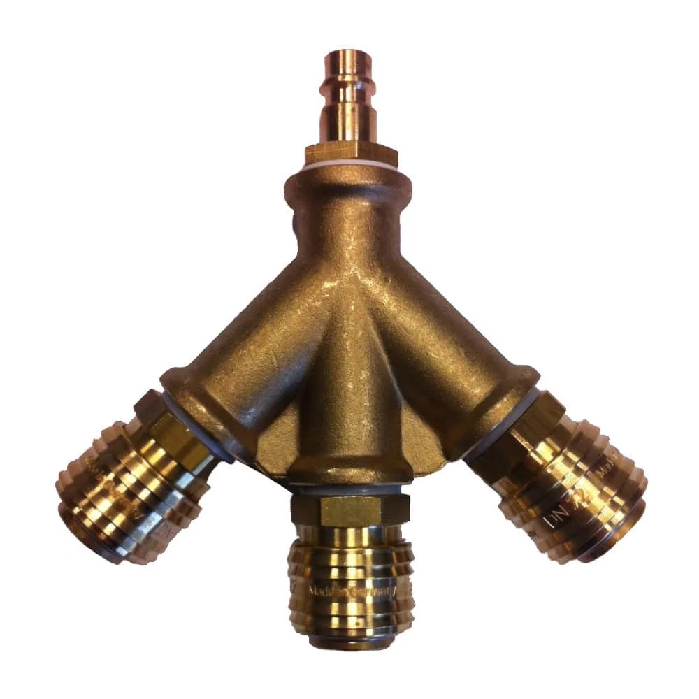 "Kit Distributeur d'Air Comprimé en Laiton 3 Voies avec Raccords Rapides image"