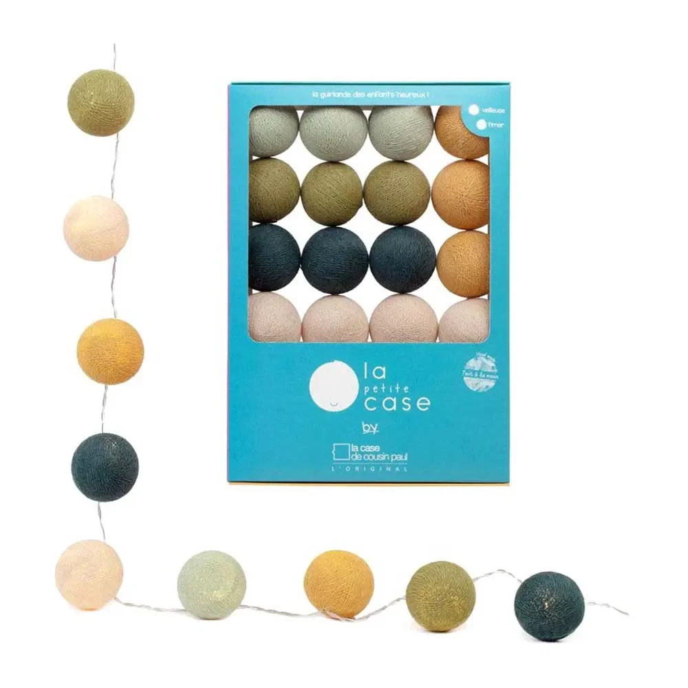 "Cousin Paul Mini Guirlande lumineuse LED Tim crème gris moutarde vert image"