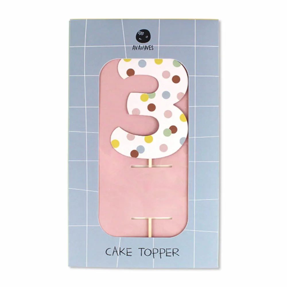 "Ava & Yves Cake Topper chiffre "3 image"