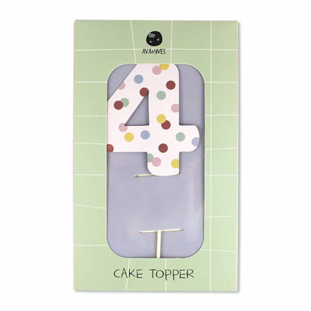 "Ava & Yves Cake Topper chiffre "4 image"