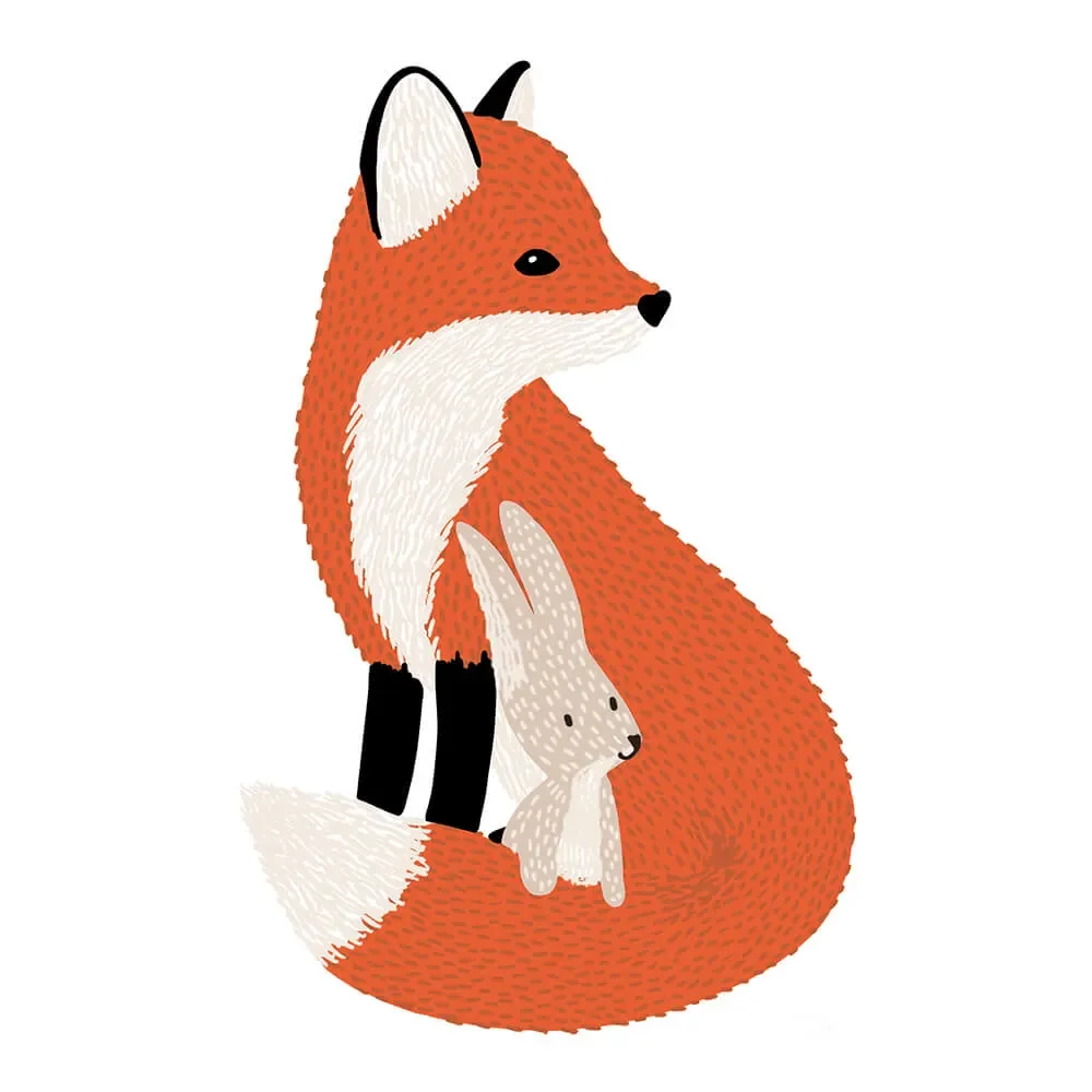 "Lilipinso stickers muraux renard et lapin image"
