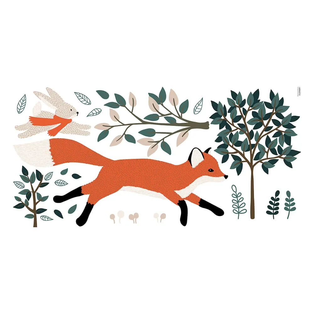 "Lilipinso stickers muraux XL renard et lièvre dans la forêt image"