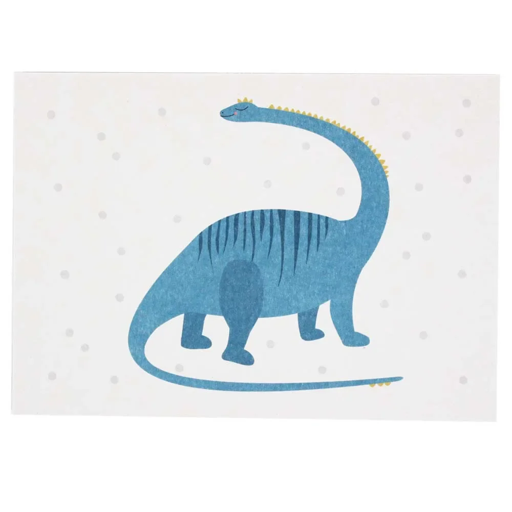 "Ava & Yves carte postale dino bleu image"