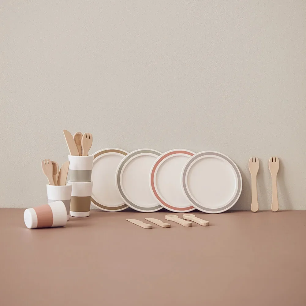 "Kids Concept Jouet Set de vaisselle Bistro bois blanc pastel image"