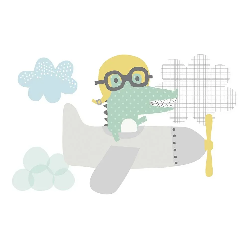 "Lilipinso stickers muraux XL crocodile en avion image"