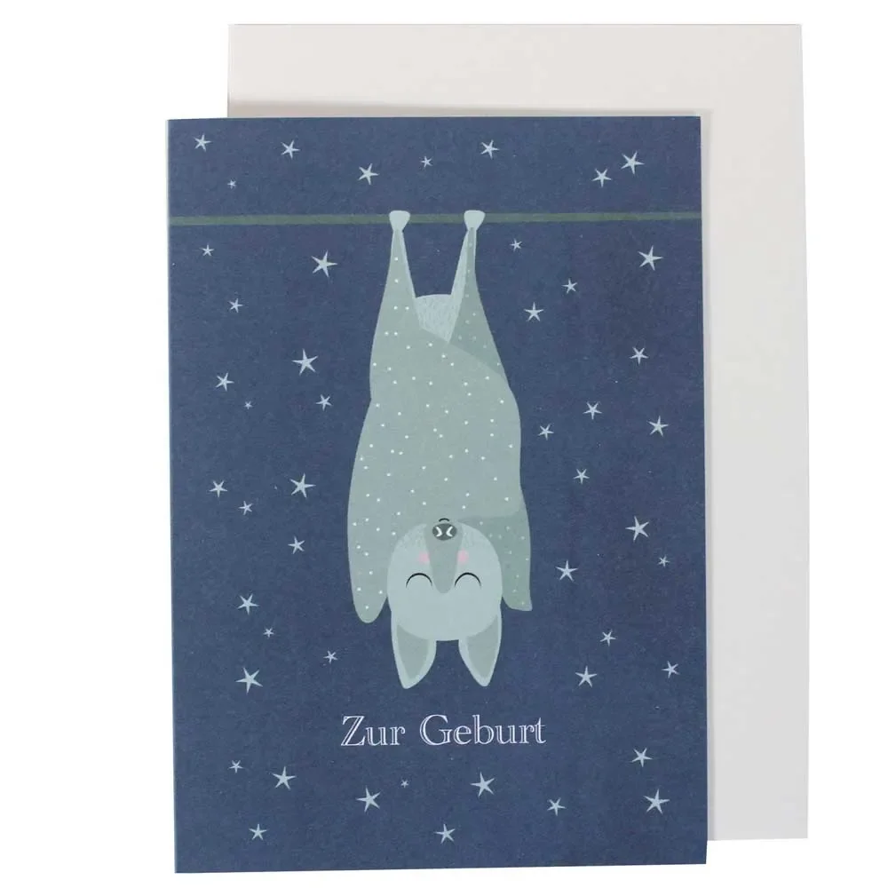 "Ava & Yves Carte de vœux de naissance chauve-souris image"