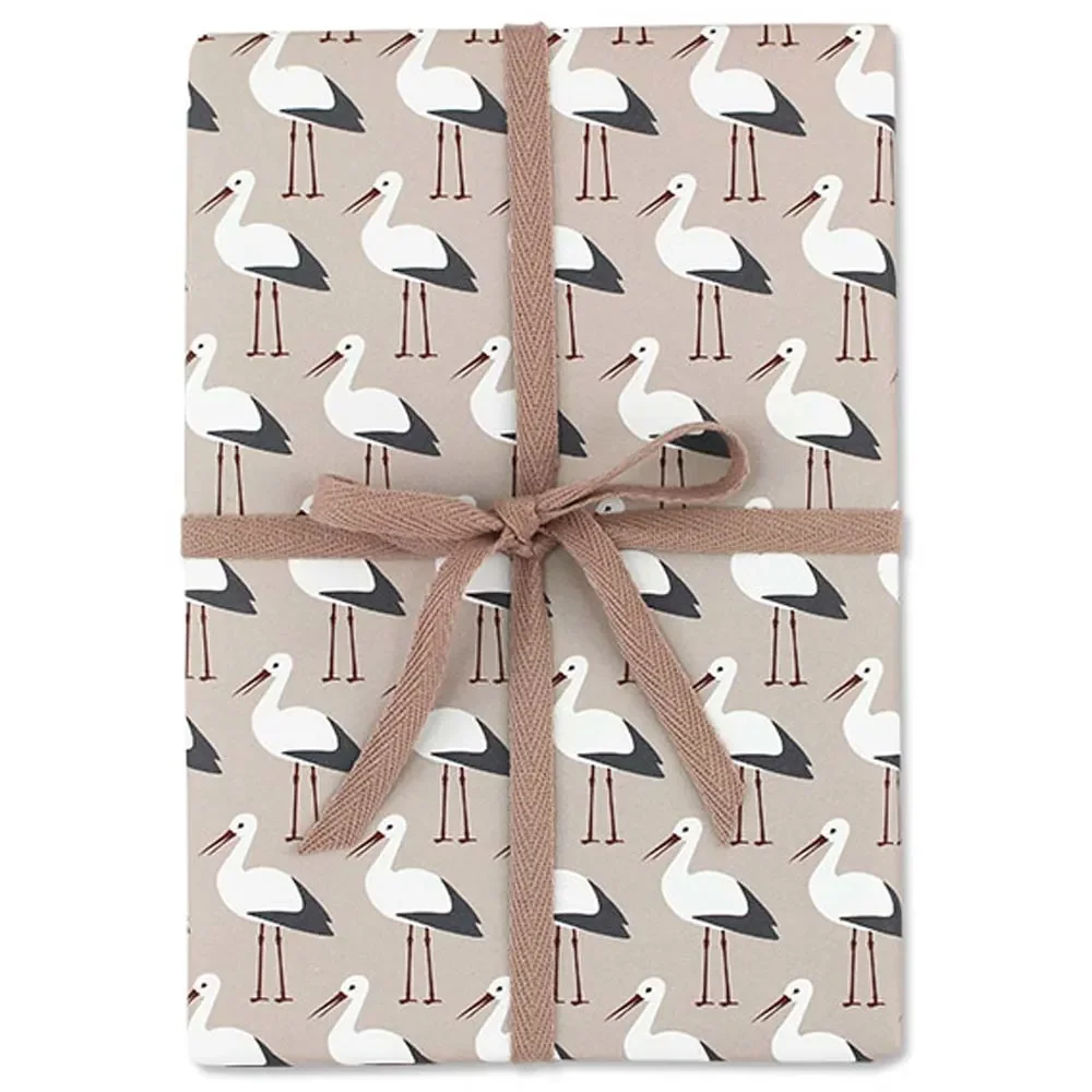 Ava & Yves Papier cadeau cigognes rose