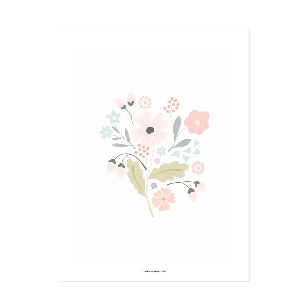 Lilipinso Poster fleurs rose pastel
