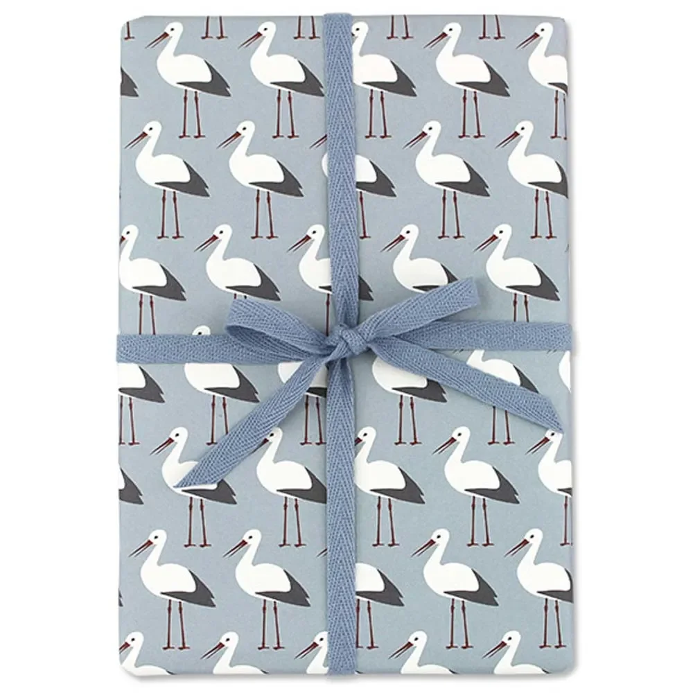 Ava & Yves Papier cadeau cigognes bleu clair