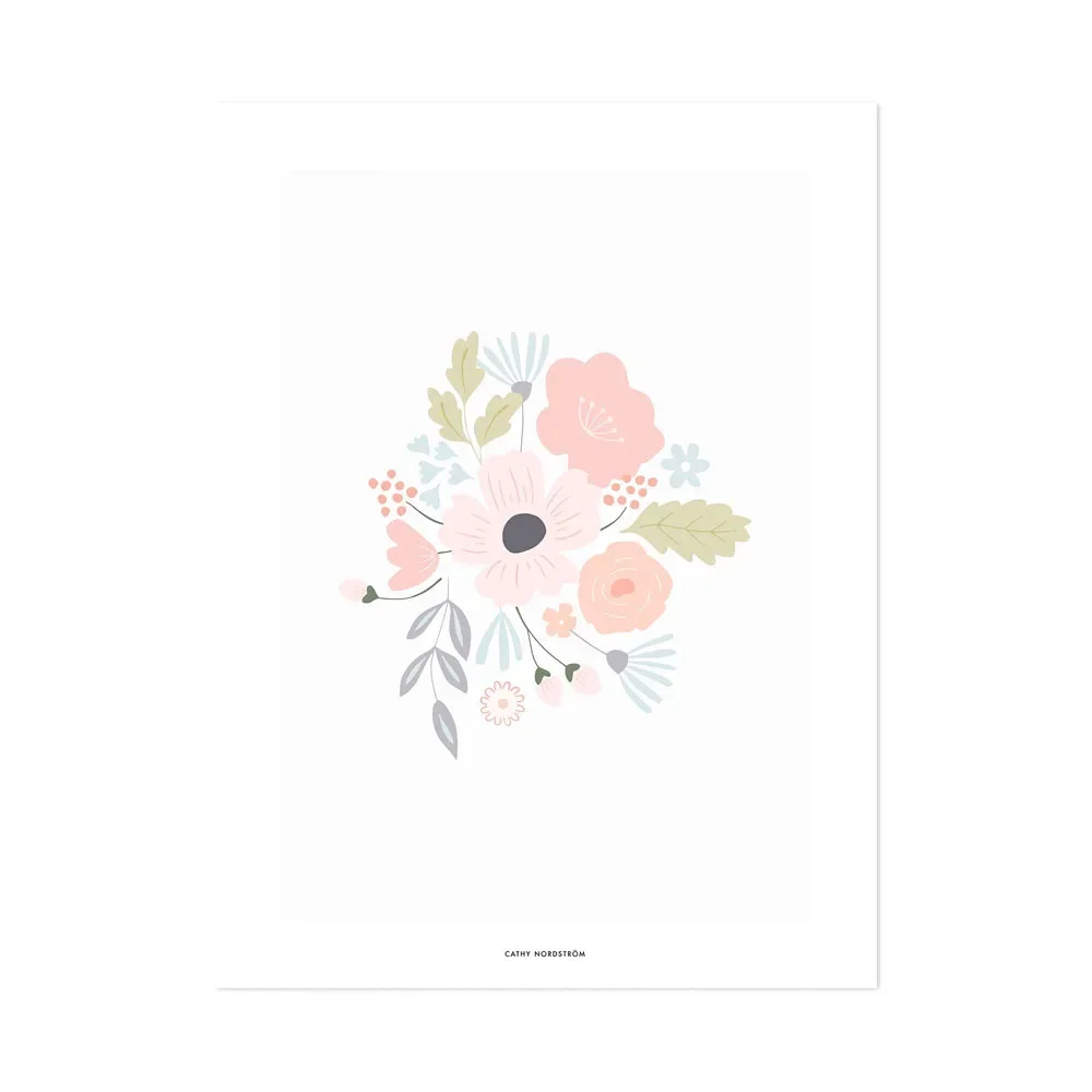 Lilipinso Poster bouquet de fleurs rose pastel