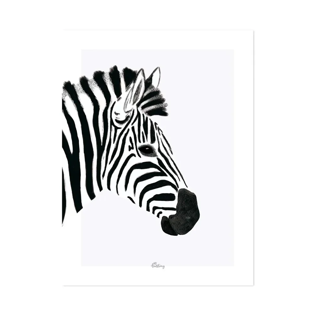 Poster noir blanc Zèbre de Lilipinso