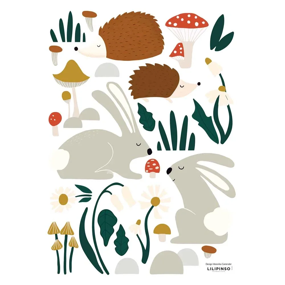 "Lilipinso stickers muraux A3 animaux de la forêt gris marron image"