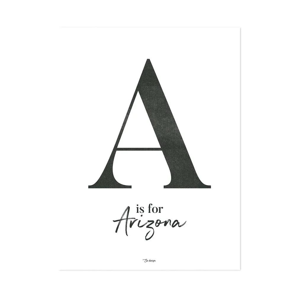 "Lilipinso Poster A is for Arizona noir sur blanc image"