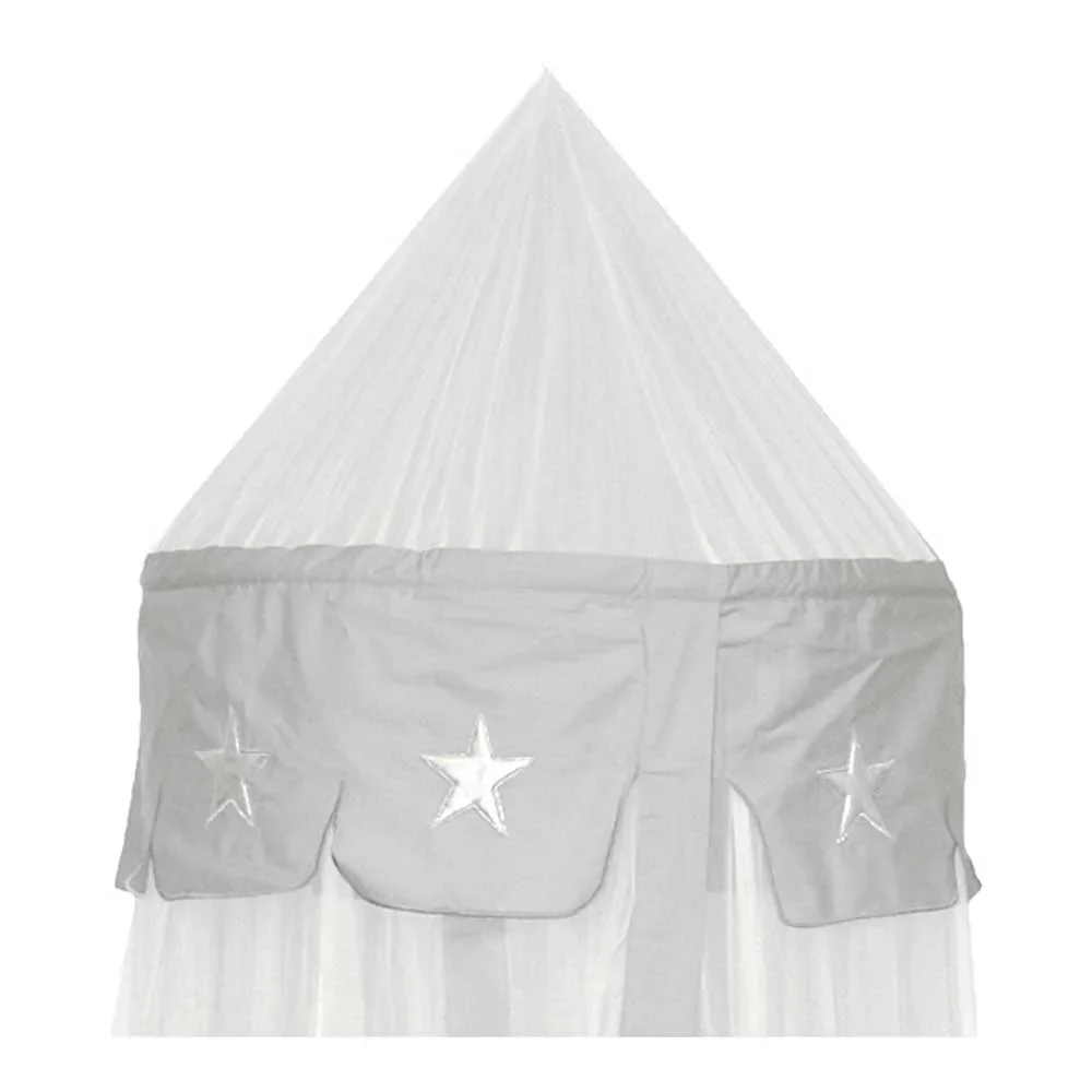 Taftan ciel de lit blanc gris étoiles argent