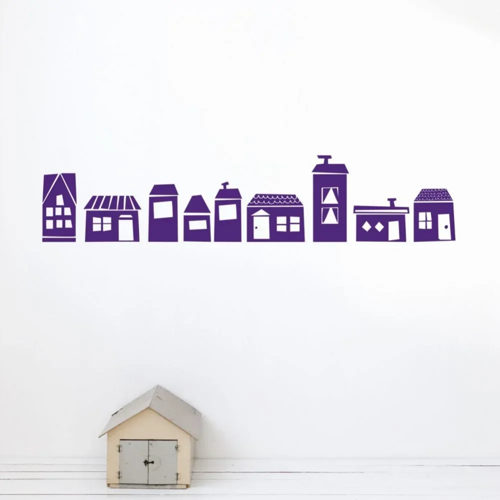 Ferm Living stickers muraux maisons violet