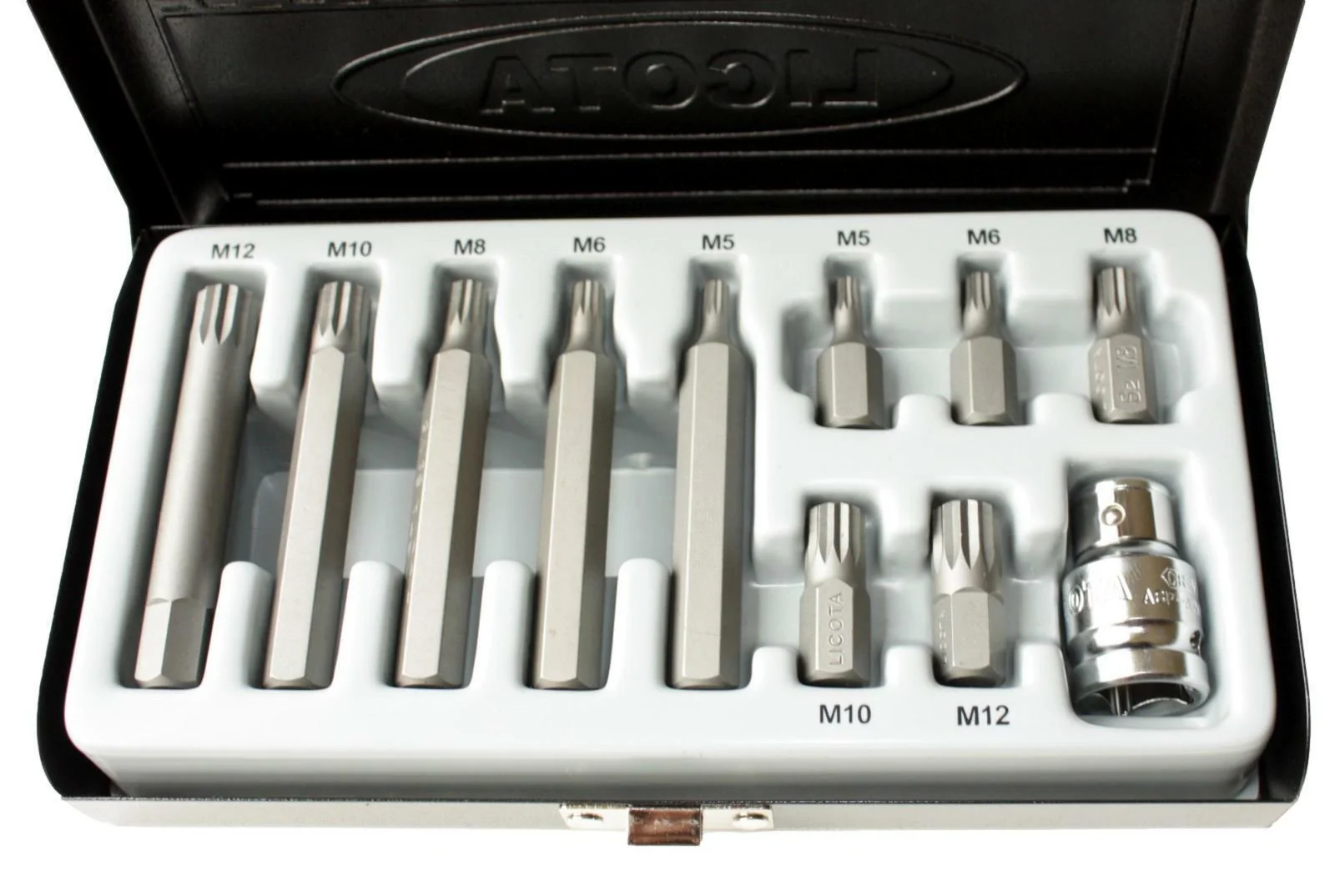 Coffret d'embouts Spline M5-M12 en Acier S2 avec Support 3/8