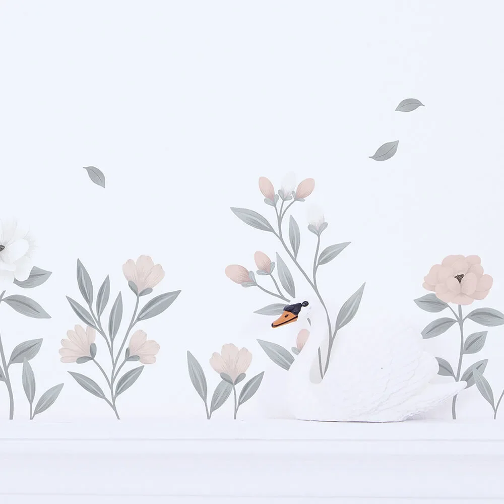"Lilipinso stickers muraux A3 fleurs tendres rose blanc image"