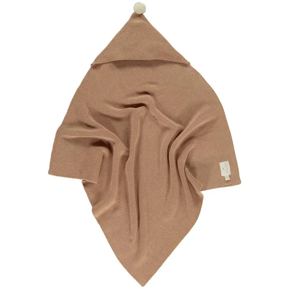 "Nobodinoz Tricot Couverture à capuche bébé biscuit image"