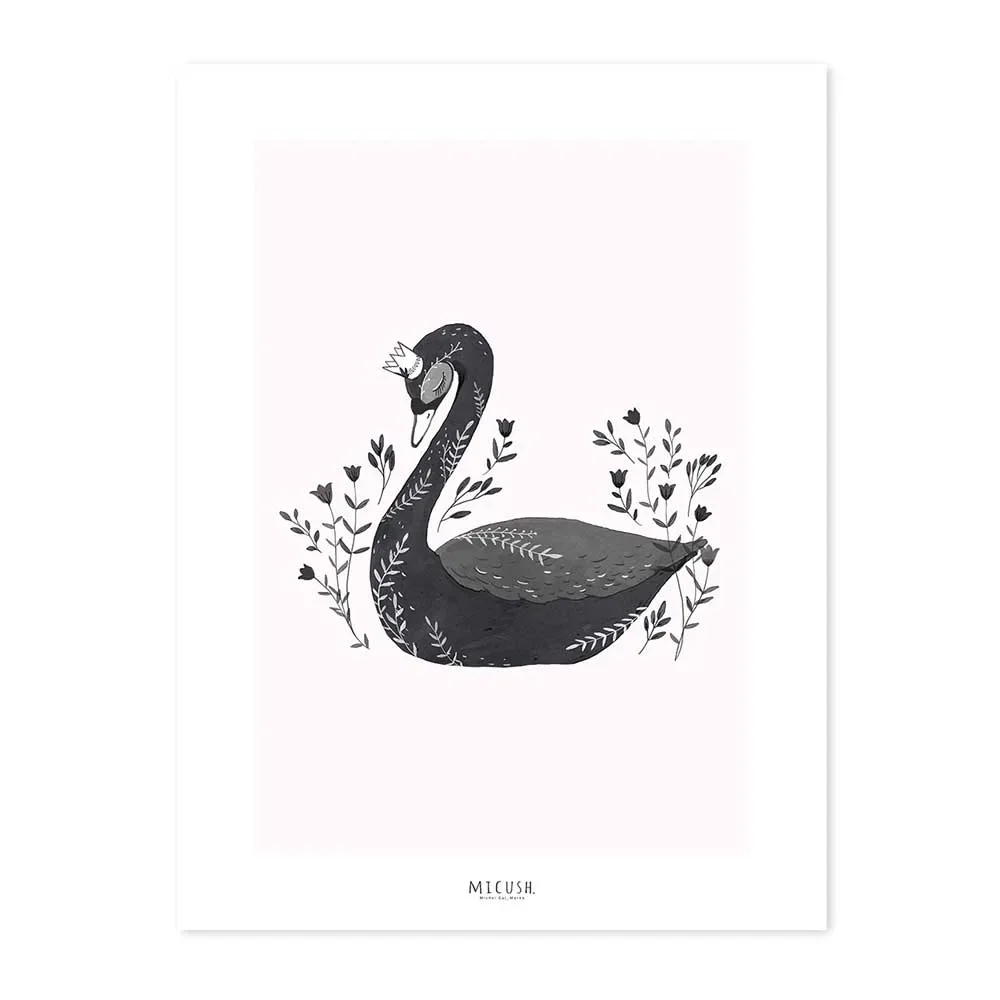 "Lilipinso Poster cygne noir avec couronne rose noir image"