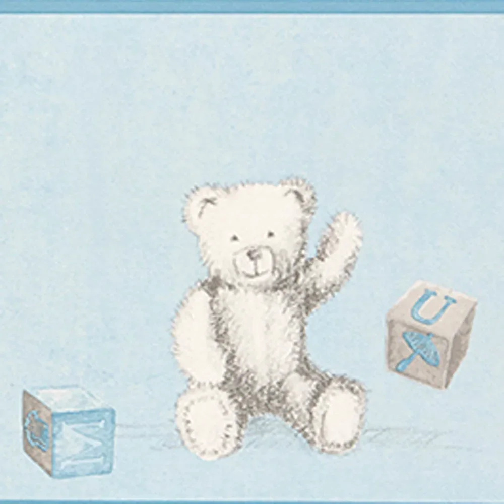 "Casadeco Douce Nuit Bordure Ourson gris bleu image"