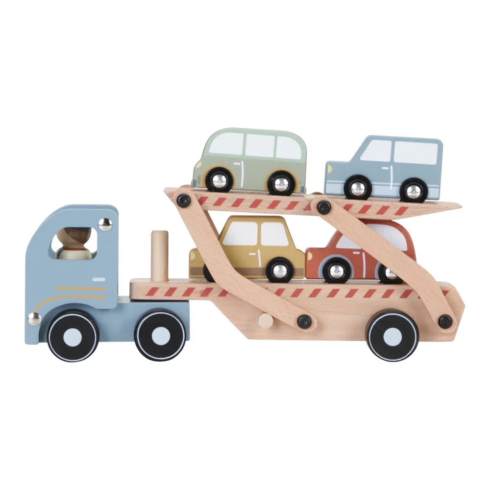 "Little Dutch transporteur de voitures en bois bleu image"