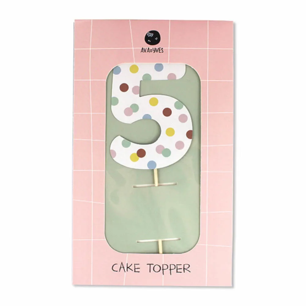 "Ava & Yves Cake Topper chiffre "5 image"