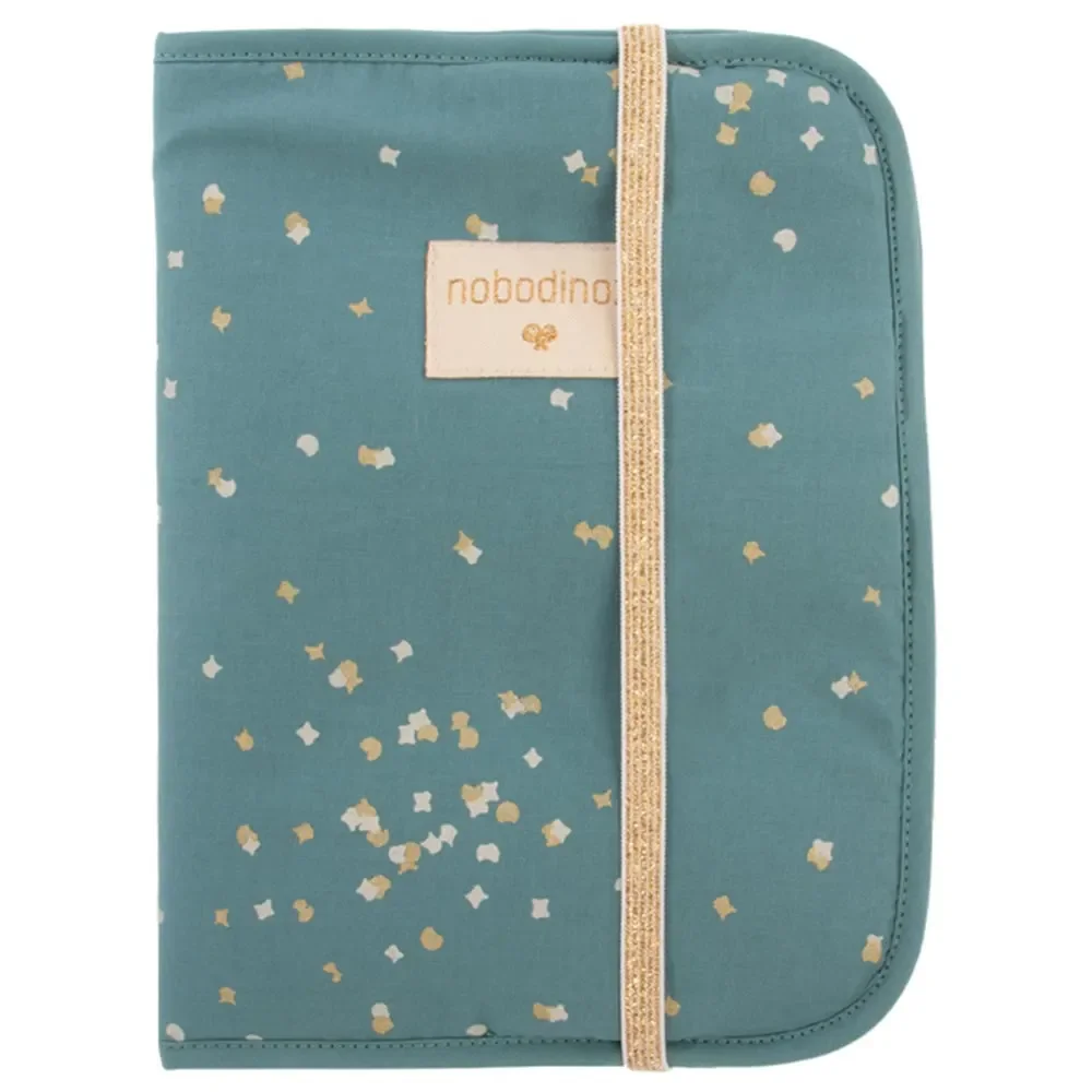 "Nobodinoz Pochette U-cahier "Poema" confetti doré vert image"