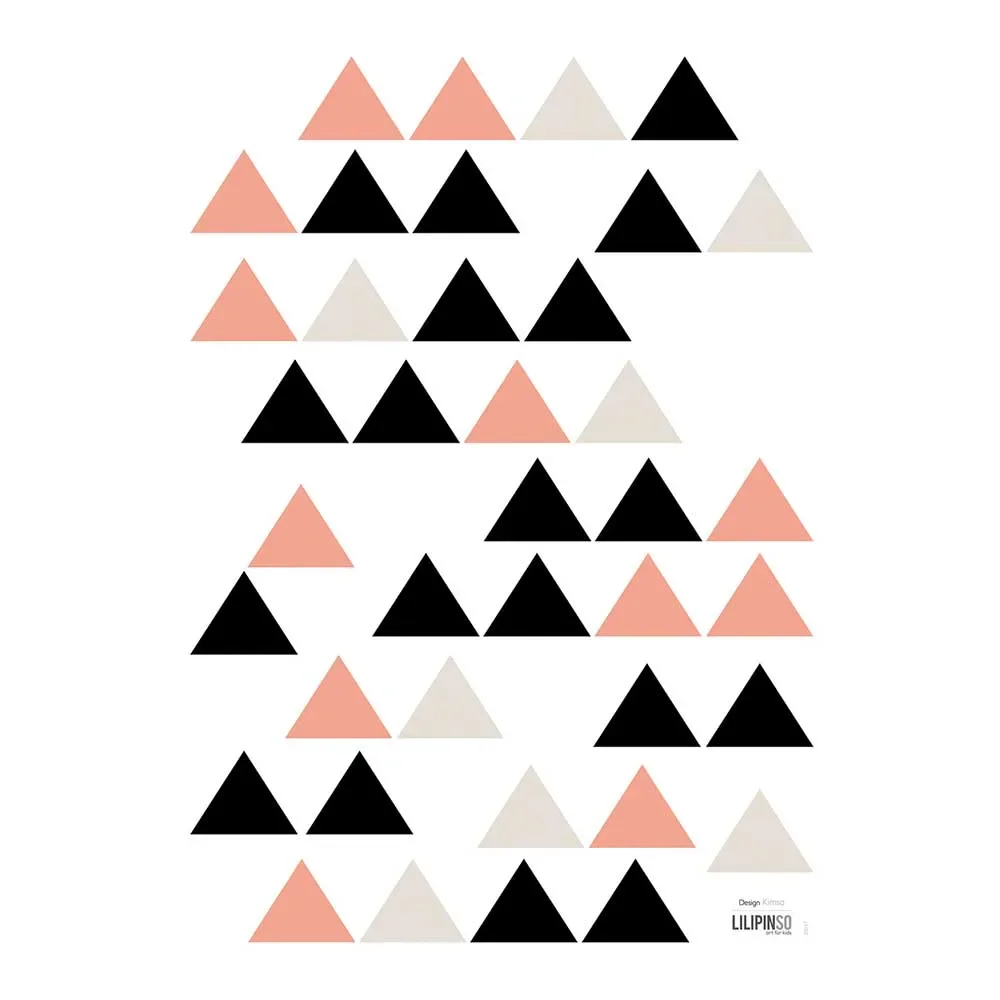 Lilipinso stickers muraux A3 triangles noir beige corail