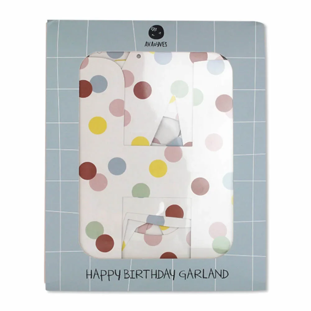 "Ava & Yves guirlande "Happy Birthday" points pastel image"