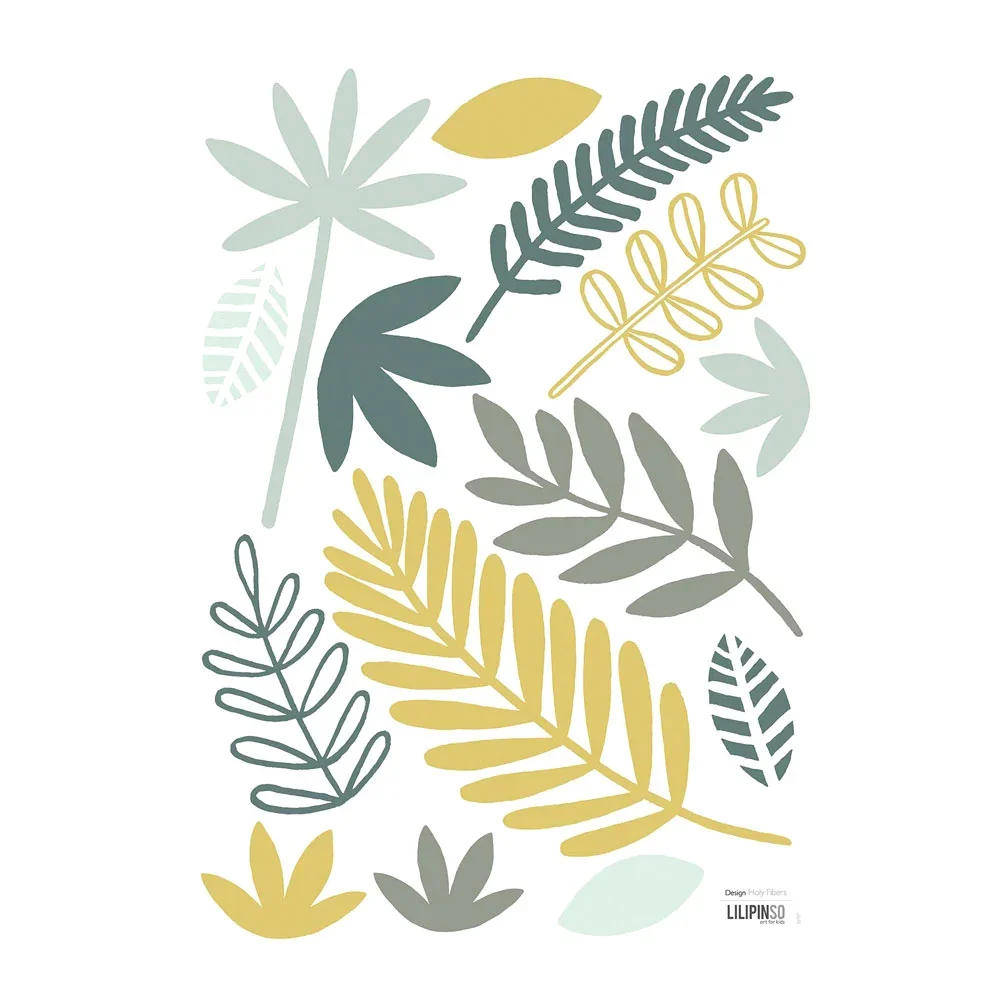 "Lilipinso stickers muraux A3 assortiment de feuilles vert bleu image"