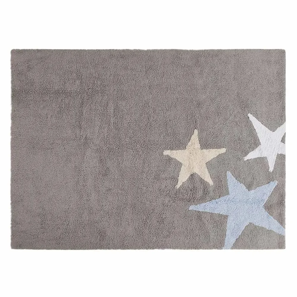 "Lorena Canals Tapis 3 étoiles gris bleu image"