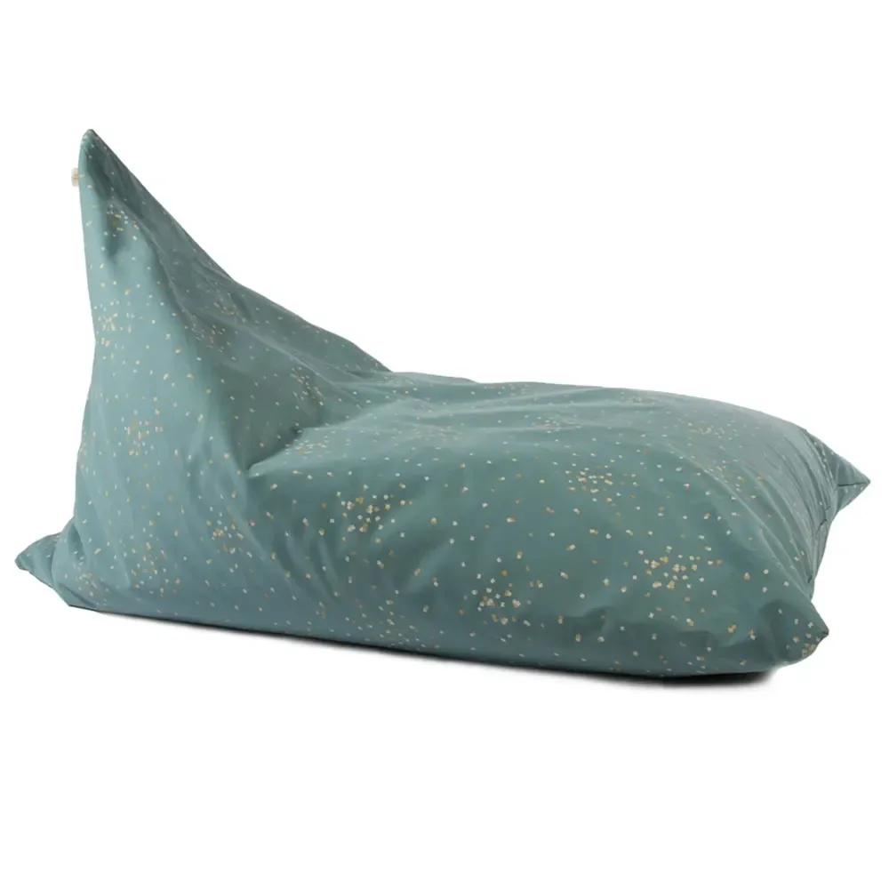 "Nobodinoz Bean bag "Essaouira" confetti doré vert image"