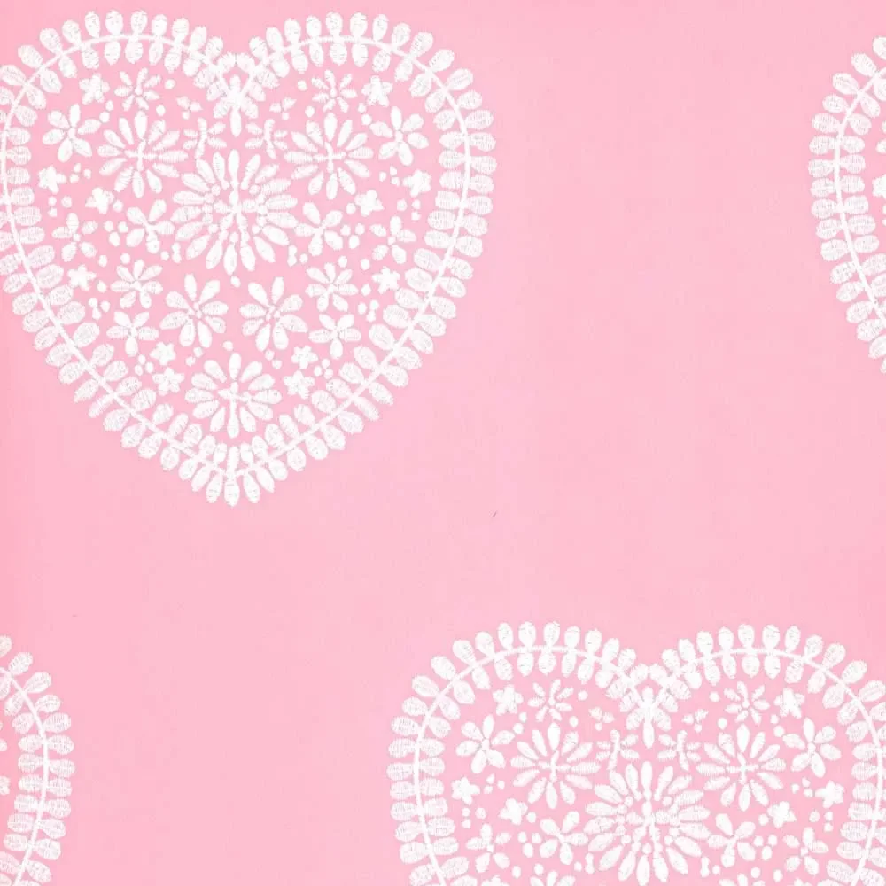 Harlequin all about me papier peint rose coeurs blanc