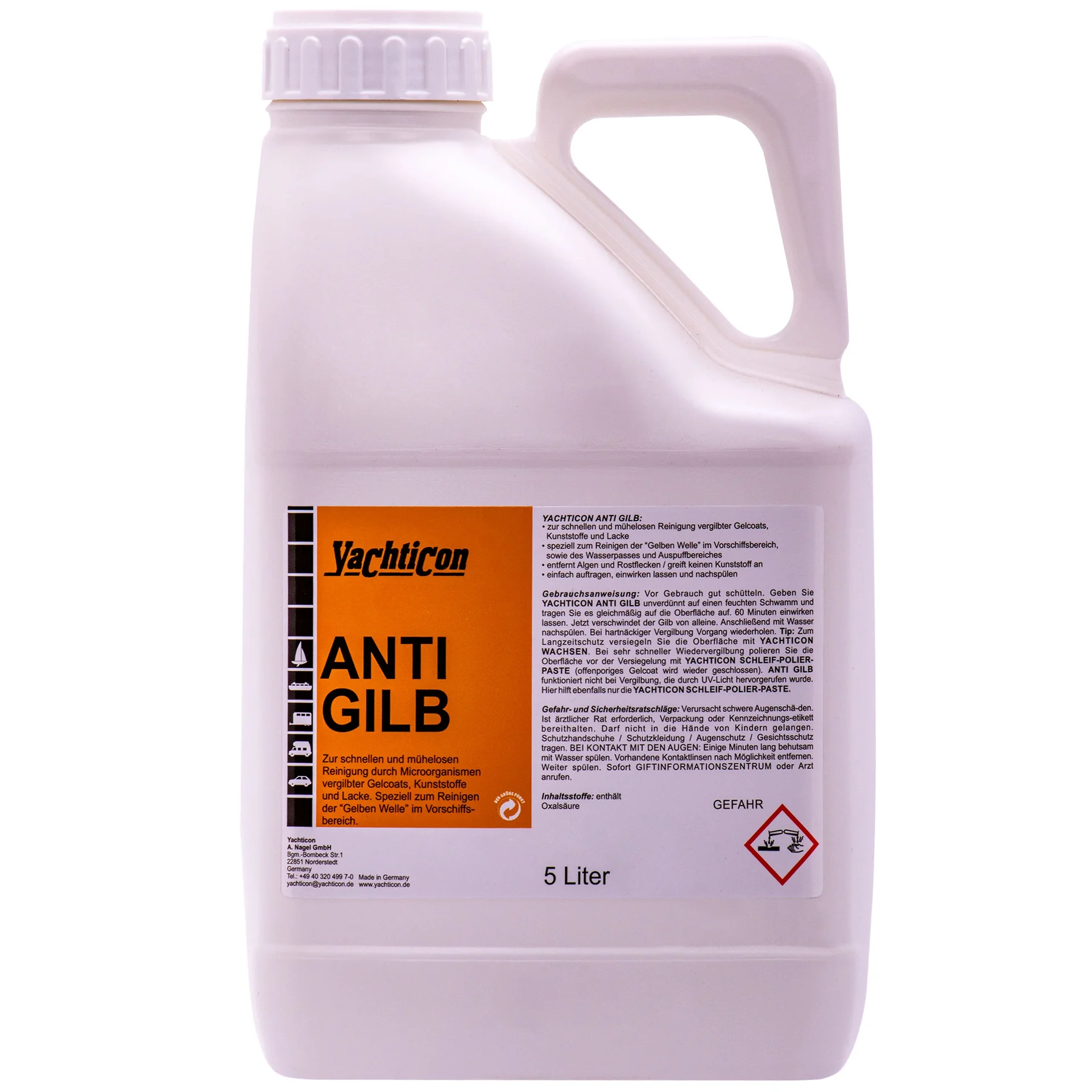 "Nettoyant anti-jaunissement bateau 5 Liter, Anti-algues, Nettoyant coque bateau image"