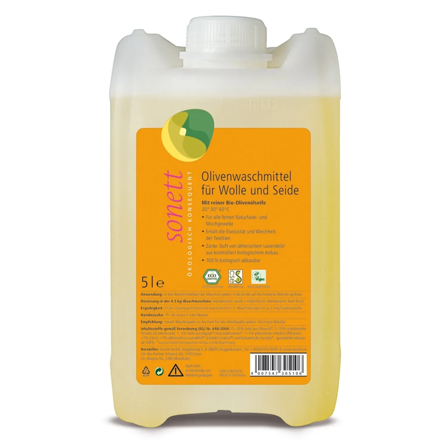 "Lessive laine soie, liquide olive 5 litres, linge délicat image"