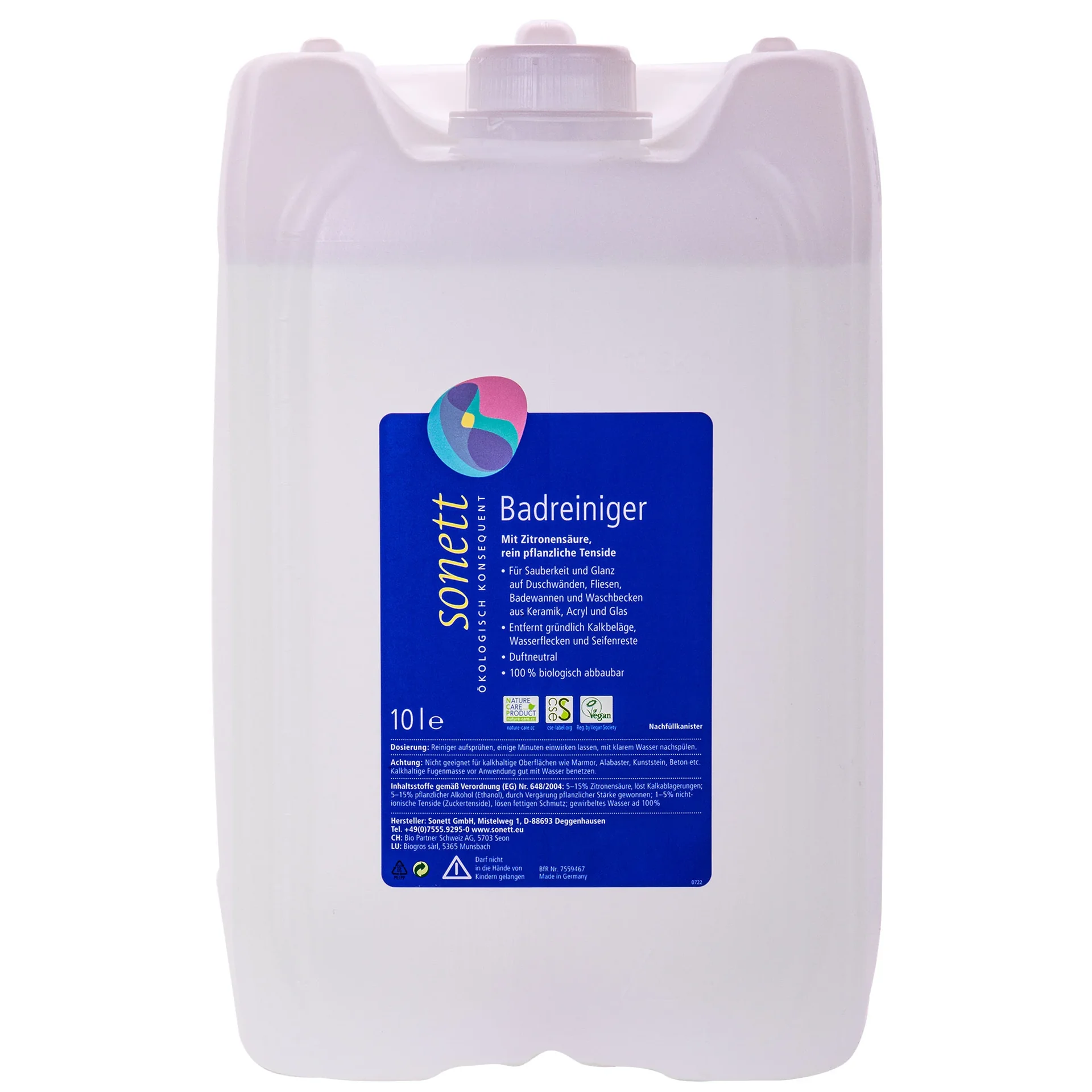 "Nettoyant salle de bain 10 litres, nettoyant anticalcaire salle de bain, Sonett image"