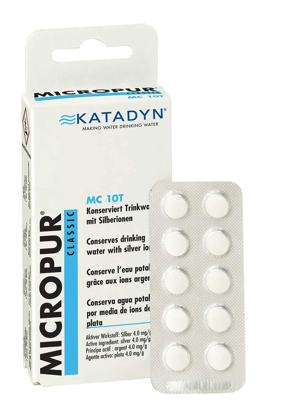 "Pastilles purification eau, Micropur Classic MC 10T, 40 comprimés, désinfection eau potable image"