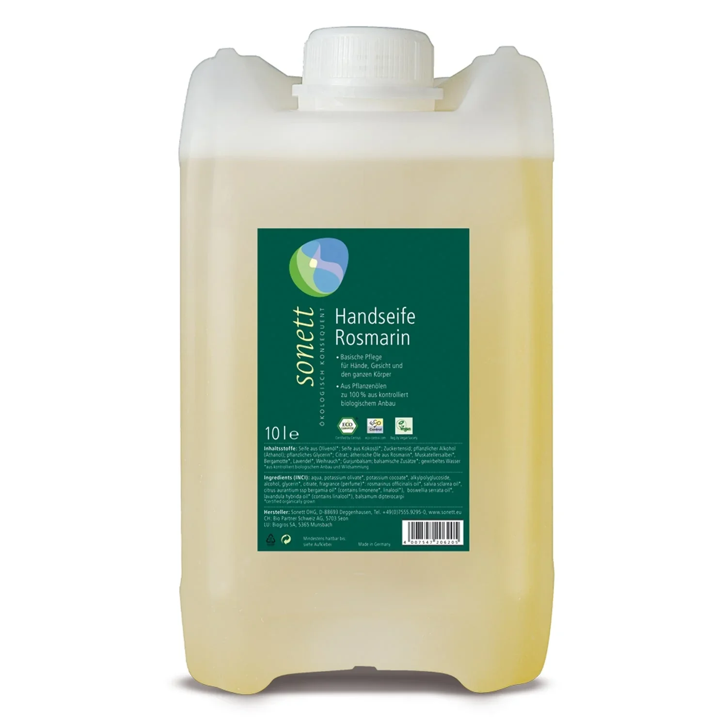 "Savon mains romarin 10 litres, Recharge, Grand format, Professionnel, Écologique image"