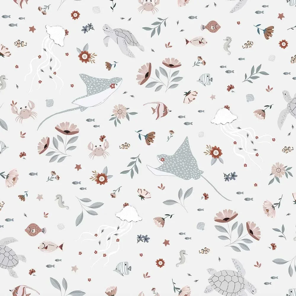 "Lilipinso Papier peint intissé Florale monde sous-marin gris rose image"