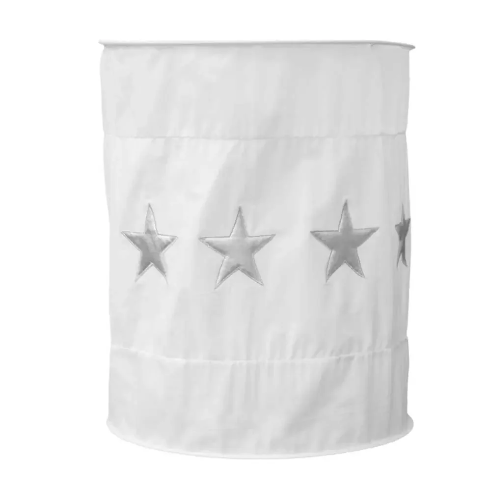 "Taftan abat-jour froissé blanc étoiles argentées image"
