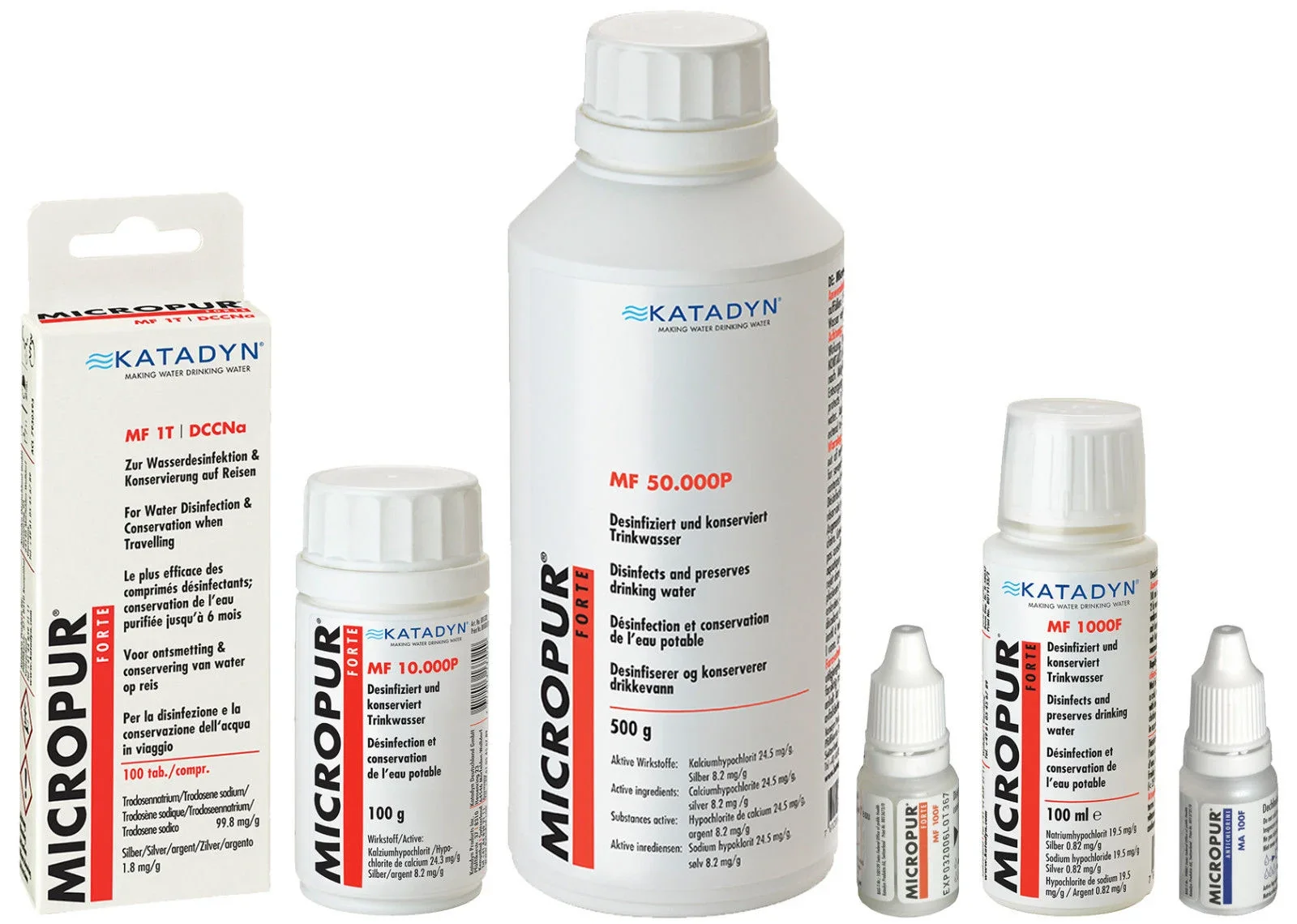 Pastilles Micropur Forte MF, désinfectant eau potable, purification eau voyage