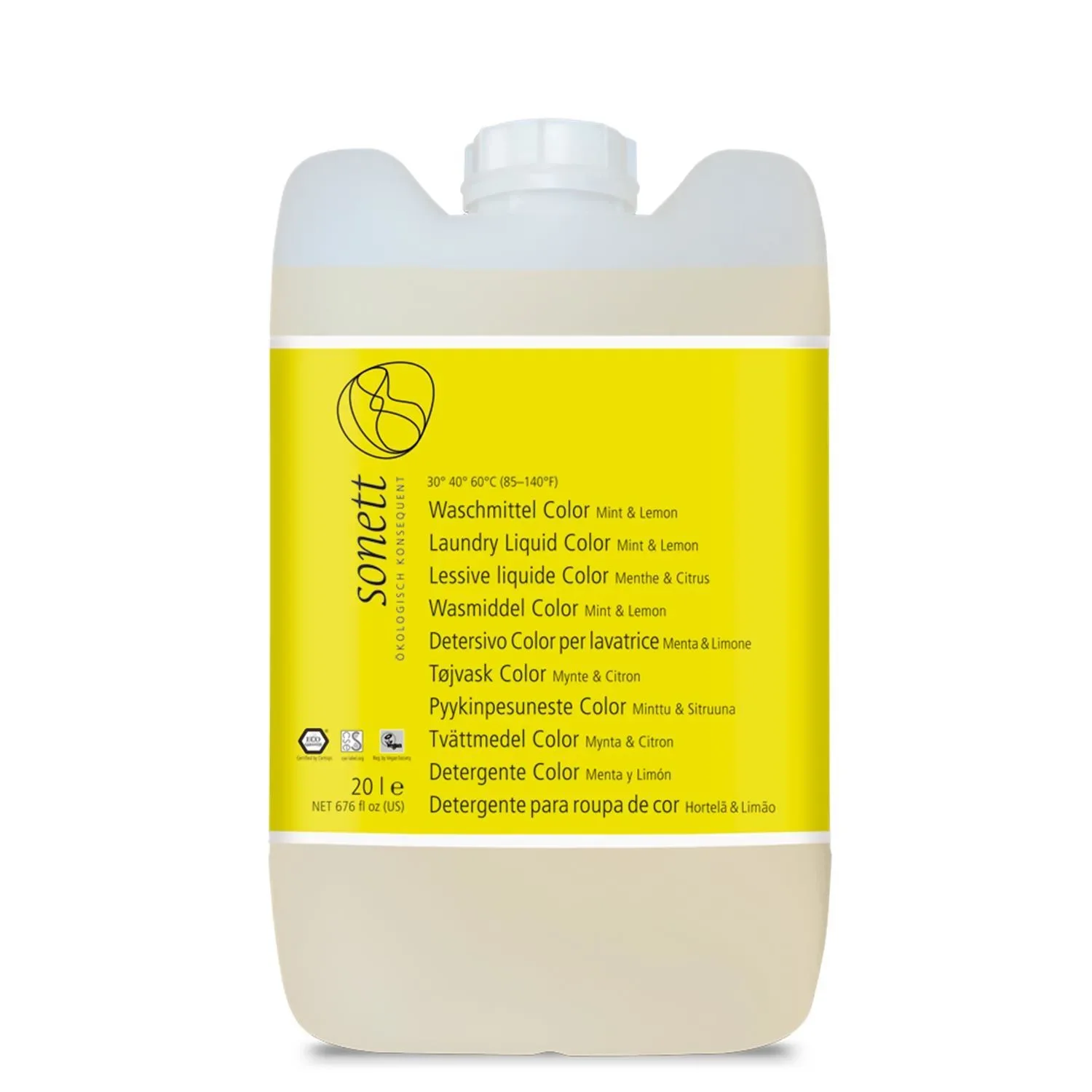 "Lessive liquide couleurs, lessive écologique 20 litres, parfumée Mint & Lemon, 20L image"