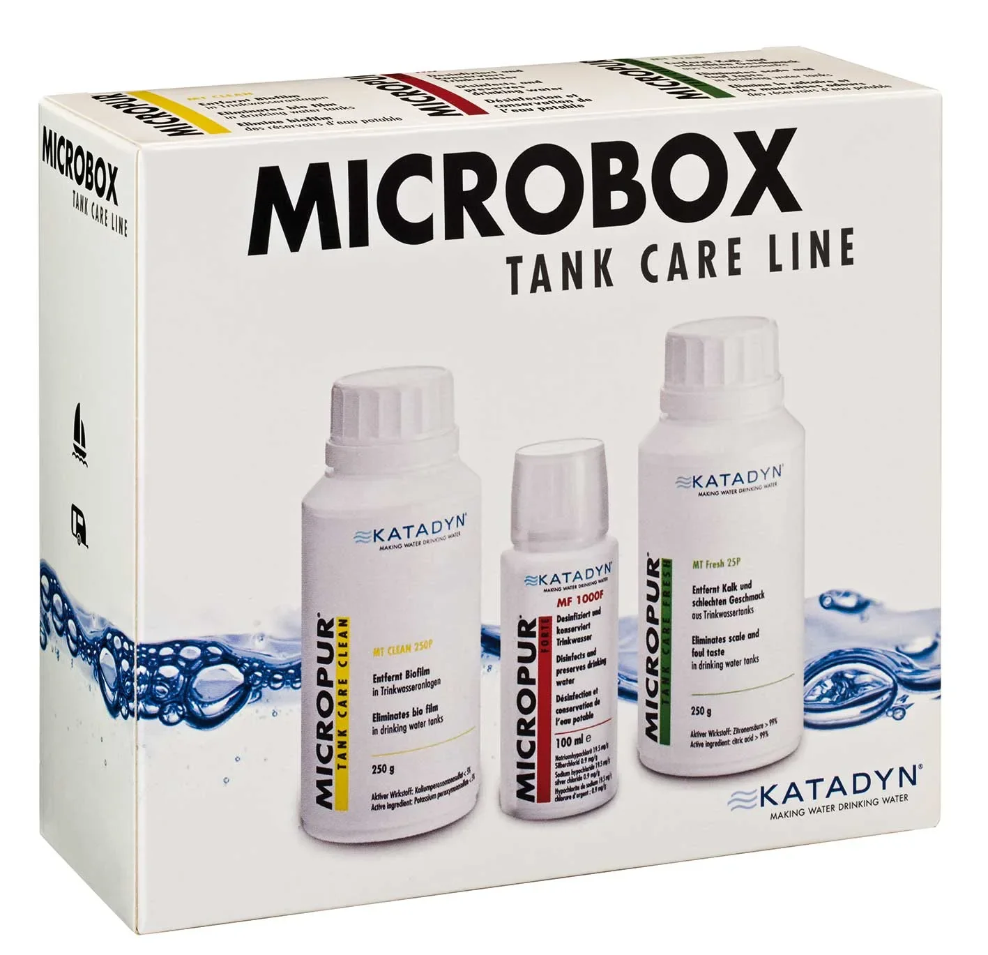 "Nettoyage réservoir eau camping-car, Micropur Tankline MT Box 250MT, Clean MF, MT Fresh Microbox image"
