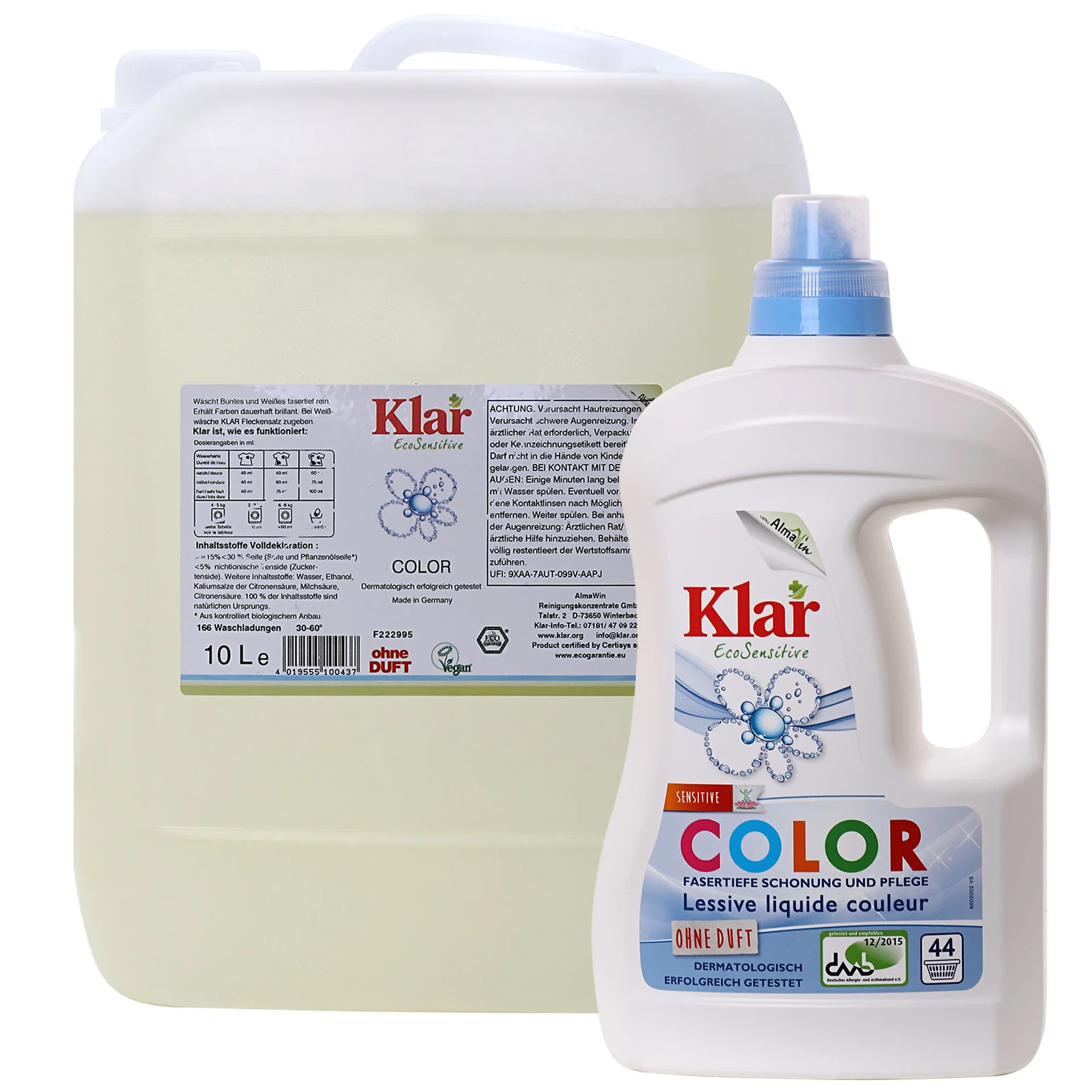 "Lessive couleur, lessive liquide, lessive sensitive, base sensitive, différents formats image"