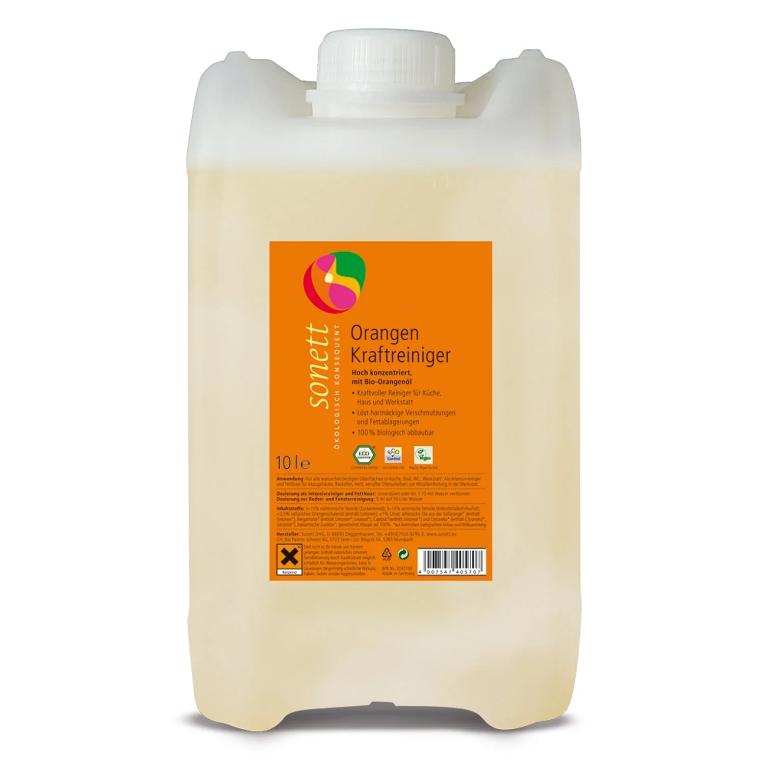 "Nettoyant orange 10 litres, nettoyant multi-usage, dégraissant puissant image"