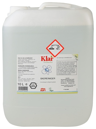 "Nettoyant salle de bain 10 litres, professionnel, écologique, sans parfum, grand format, naturel, anticalcaire, neutre, sans allergènes image"