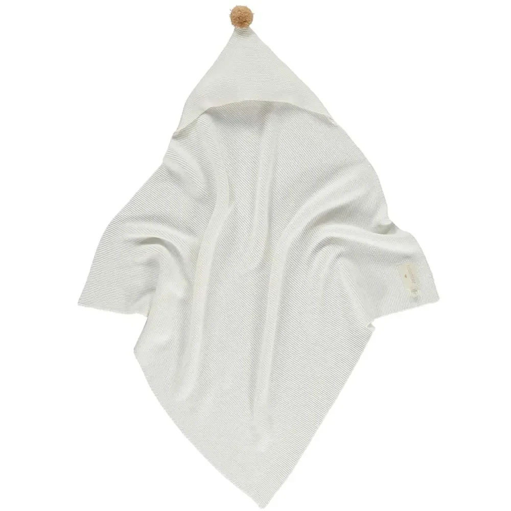 "Nobodinoz Couverture à capuche tricotée bébé blanc image"