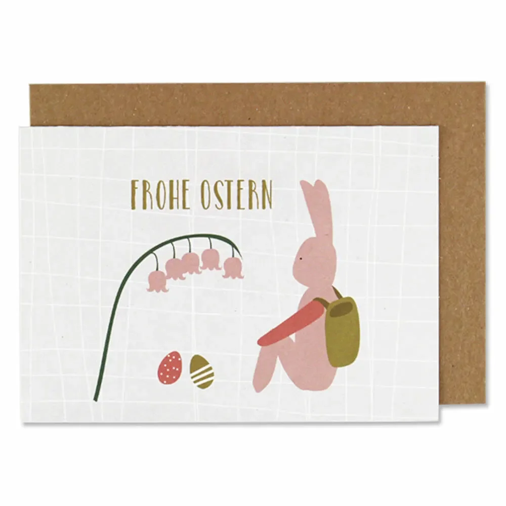 "Ava & Yves Carte à volet Lapin paniers "Joyeuses Pâques" rose image"