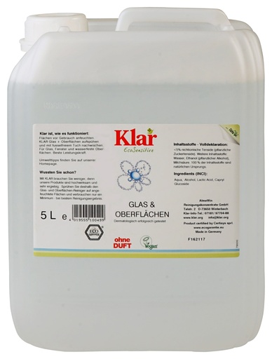 "Nettoyant vitres professionnel 5 litres, Nettoyant surfaces multi-usages sans parfum image"