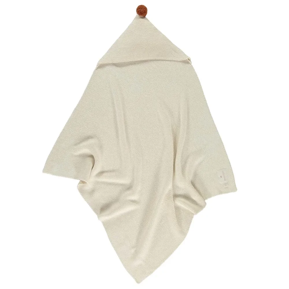 "Nobodinoz Couverture à capuche bébé en tricot nature image"